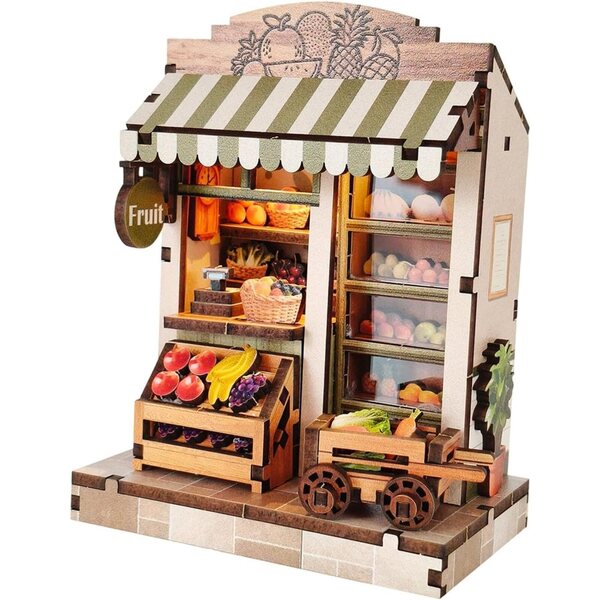 Colcolo Kit Casa delle Bambole Fai da Te in Legno con Luci e Mobili Miniatura