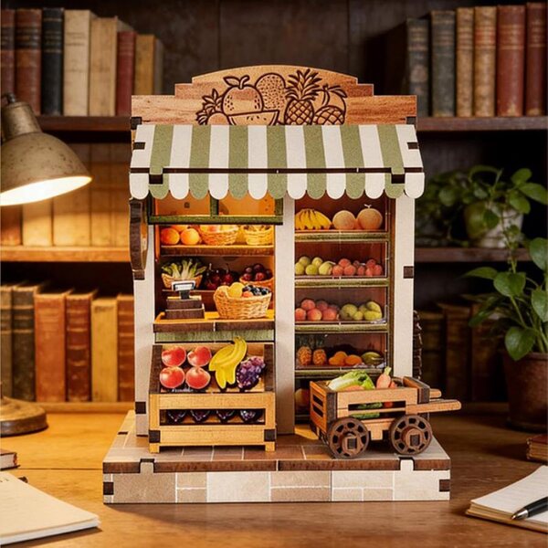 Colcolo Kit Casa delle Bambole Fai da Te in Legno con Luci e Mobili Miniatura