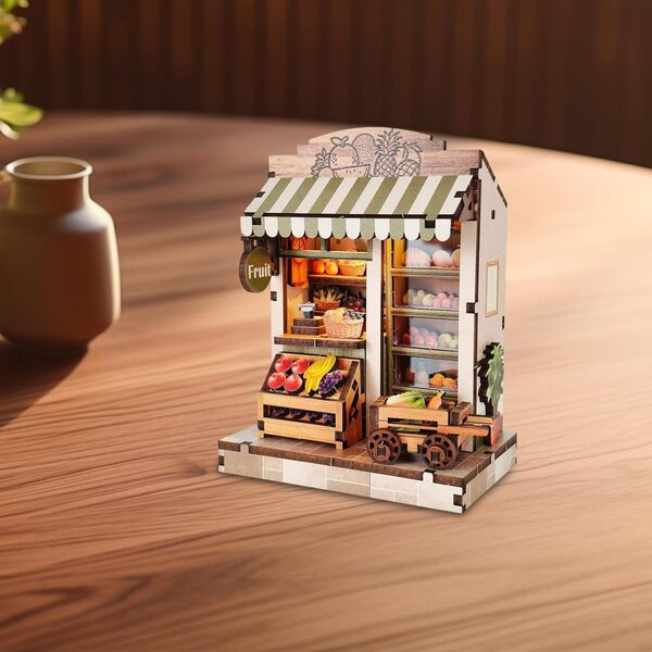 Colcolo Kit Casa delle Bambole Fai da Te in Legno con Luci e Mobili Miniatura