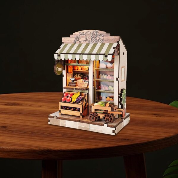 Colcolo Kit Casa delle Bambole Fai da Te in Legno con Luci e Mobili Miniatura
