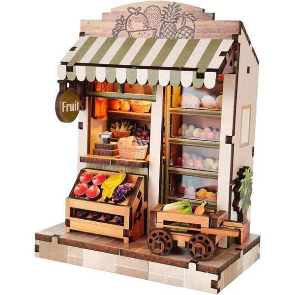 Colcolo Kit Casa delle Bambole Fai da Te in Legno con Luci e Mobili Miniatura