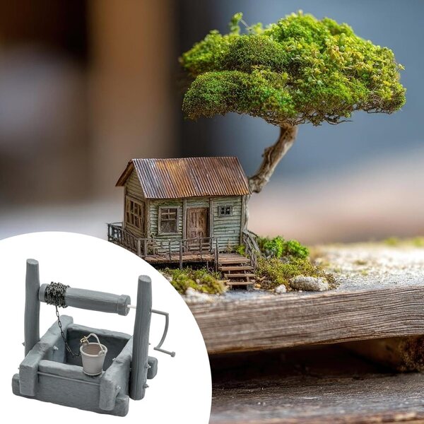 MagiDeal Mini Modello 1:35 Pozzo con Manovella per Diorami e Hobby Creativi