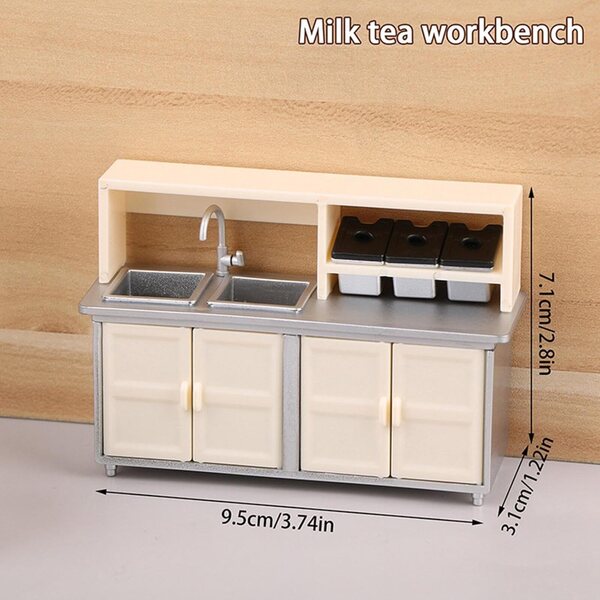 Puppenhaus 1:12 Miniatur-Mode-Milchtee-Arbeitsplatz