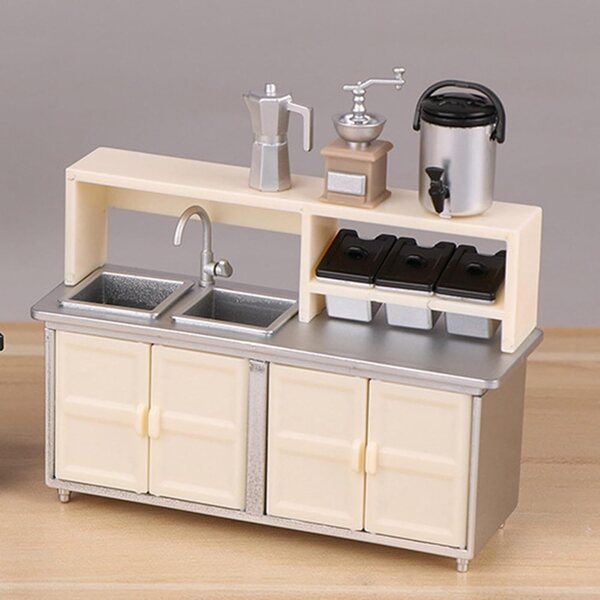 Puppenhaus 1:12 Miniatur-Mode-Milchtee-Arbeitsplatz
