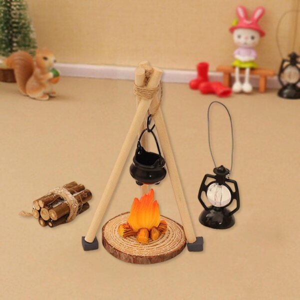 Camping-Set Miniatur 1:12 für Puppenhaus mit 14 Teilen aus Holz und PP