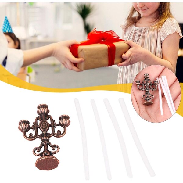 1:12 Miniatur dreiarmiger Kerzenständer aus Metall für Puppenhäuser