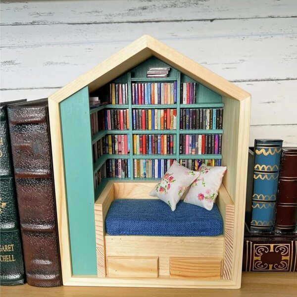 Mini Libreria Stress in Legno Artigianale per Decorazioni e Relax Casa
