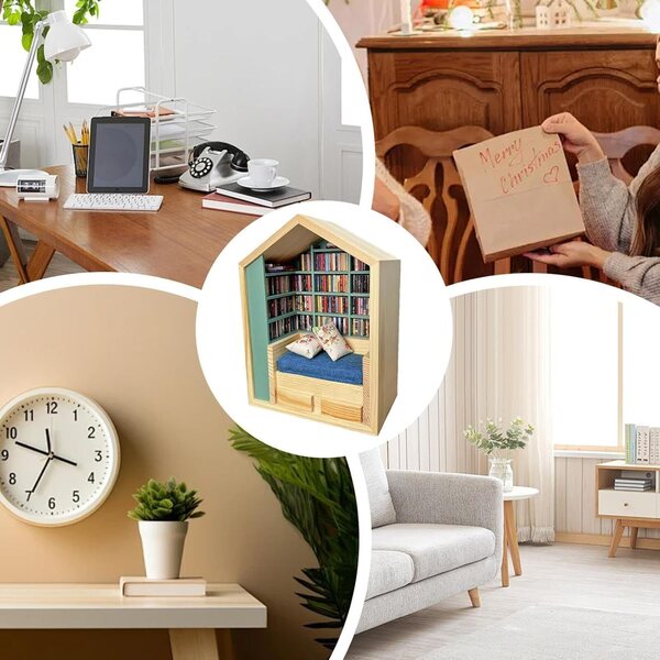 Mini Libreria Stress in Legno Artigianale per Decorazioni e Relax Casa