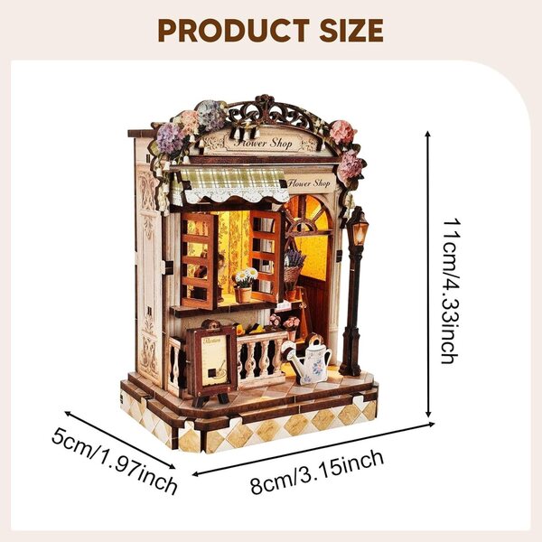Oshhni Casa delle Bambole in Miniatura in Legno con Luci e Arredi, Kit Fai da Te
