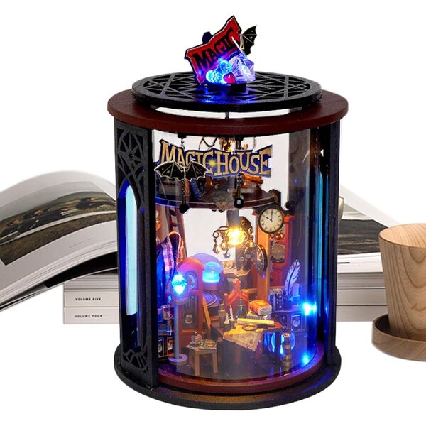 Kit Casa in Miniatura con LED - Set Fai da Te in Legno per Bambini e Adulti
