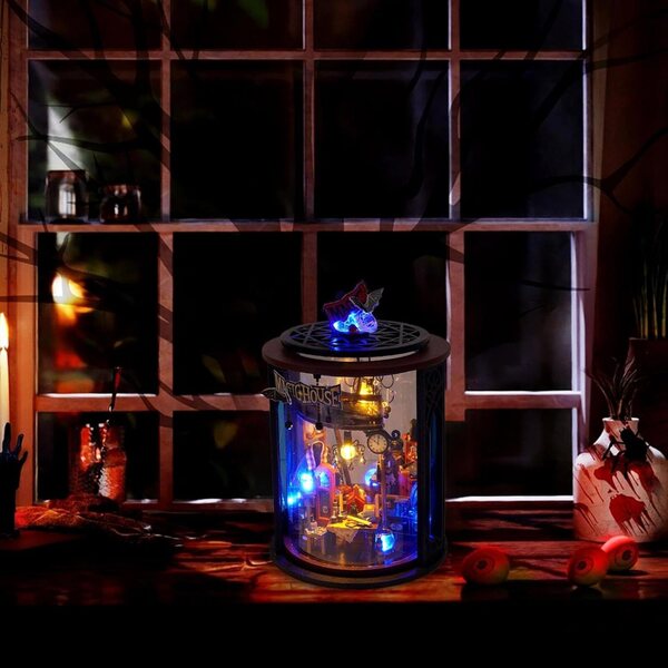 Kit Casa in Miniatura con LED - Set Fai da Te in Legno per Bambini e Adulti