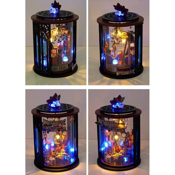 Kit Casa in Miniatura con LED - Set Fai da Te in Legno per Bambini e Adulti