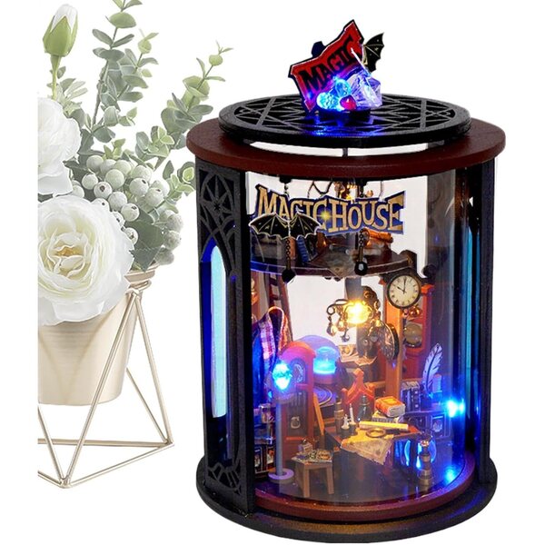 Kit Casa in Miniatura con LED - Set Fai da Te in Legno per Bambini e Adulti