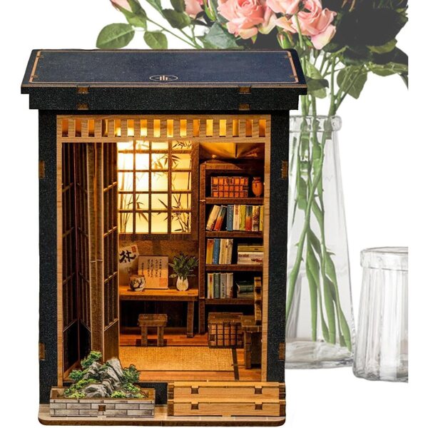 DIY Miniaturhaus-Bausatz aus Holz im japanischen Stil 10,5 x 10 x 14,5 cm – handgefertigte Dekoration