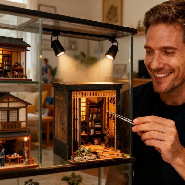 DIY Miniaturhaus-Bausatz aus Holz im japanischen Stil 10,5 x 10 x 14,5 cm – handgefertigte Dekoration