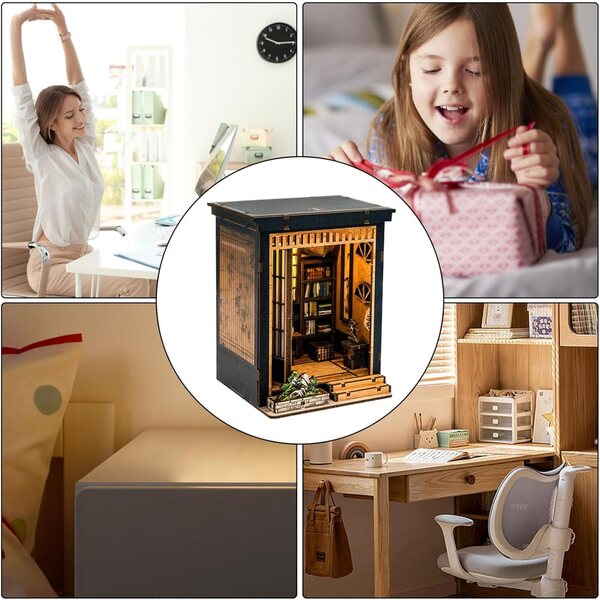 DIY Miniaturhaus-Bausatz aus Holz im japanischen Stil 10,5 x 10 x 14,5 cm – handgefertigte Dekoration