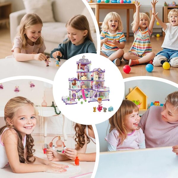 Miniaturvilla mit 13 Zimmern und 275 Teilen für Puppen und Welpen, kreatives Spiel für 4–6 Jahre