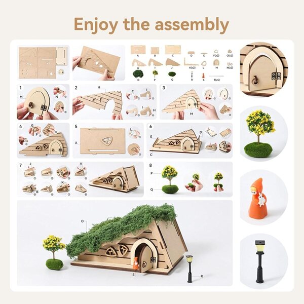 Oshhni Kit Fai da Te Casa delle Bambole in Miniatura in Legno, Modello Triangolare