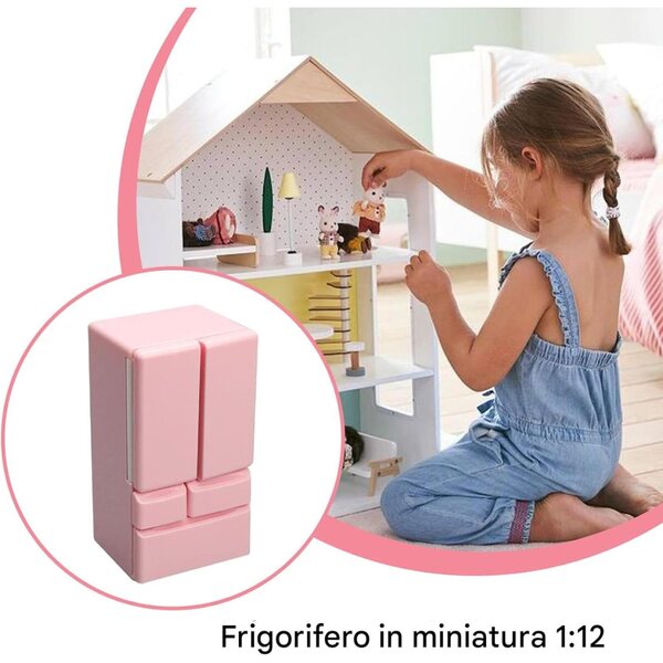 Puppenhaus-Miniaturkühlschrank 1:12 mit Doppeltür aus ABS – realistisches Spielzeug