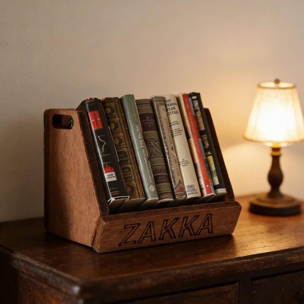 Holzregal für Puppenhaus – Mini-Bücherregal mit realistischen Details