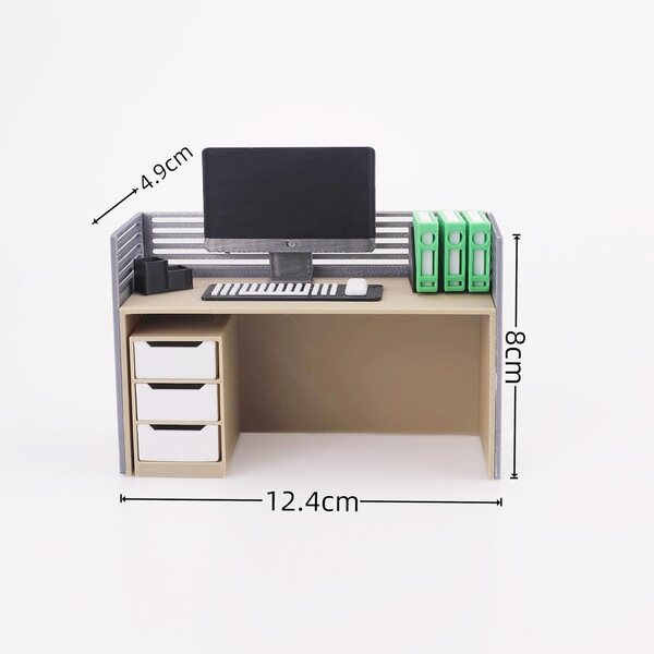 Almencla Set Mini Scrivania Ufficio 1:12 Mobili Miniatura Casa Bambole PP
