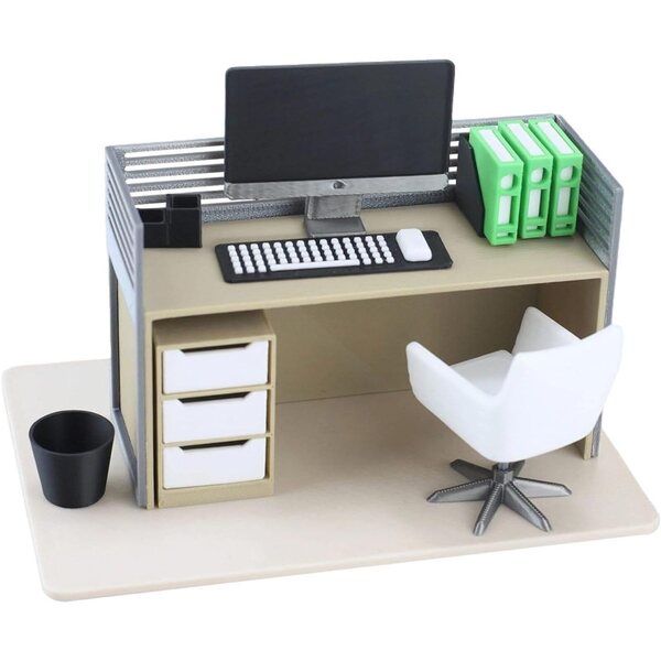 1:12 Miniatur-Büromöbel-Set mit Schreibtisch, Stuhl und Zubehör TTETTZ