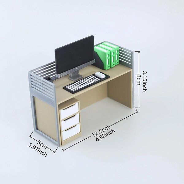 1:12 Miniatur-Büromöbel-Set mit Schreibtisch, Stuhl und Zubehör TTETTZ