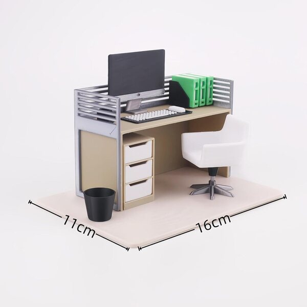 1:12 Miniatur-Büromöbel-Set mit Schreibtisch, Stuhl und Zubehör TTETTZ