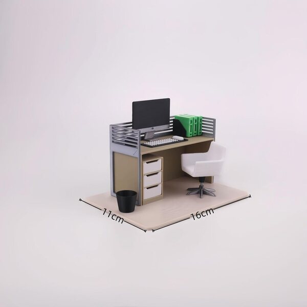 1:12 Miniatur-Büromöbel-Set mit Schreibtisch, Stuhl und Zubehör TTETTZ