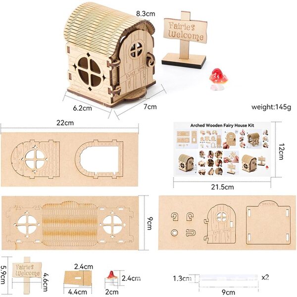 Kit In Legno Miniatura Casa delle Fate - Set Artigianale Fai-da-te Creativo