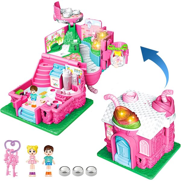 Prinzessinnenschloss-Puppenhaus mit Lichtern und Geräuschen, Rollenspiel für Kinder ab 3 Jahren