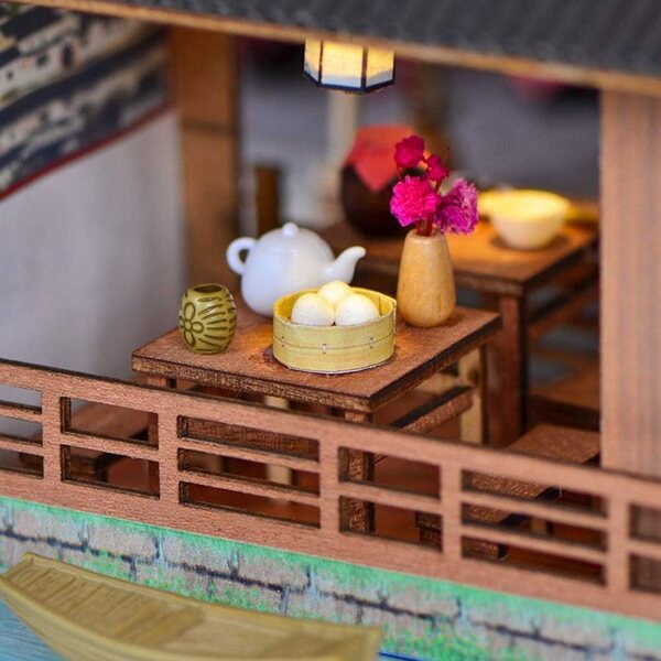 DIY-Puppenhaus-Bausatz aus Holz im chinesischen Stil mit handgefertigten Miniaturmöbeln