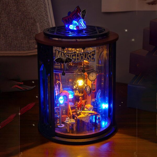 DIY-Miniaturhaus-Bausatz mit LED – Kaffeehaus, Dekoration und ideales Geschenk