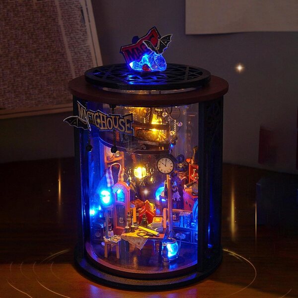 DIY-Miniaturhaus-Bausatz mit LED – Kaffeehaus, Dekoration und ideales Geschenk