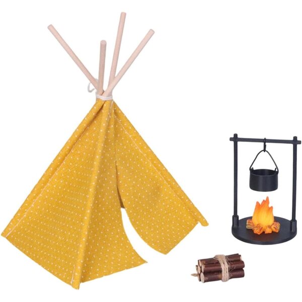 1:12 Miniaturzelt für Puppenhaus mit Campingzubehör TTETTZ