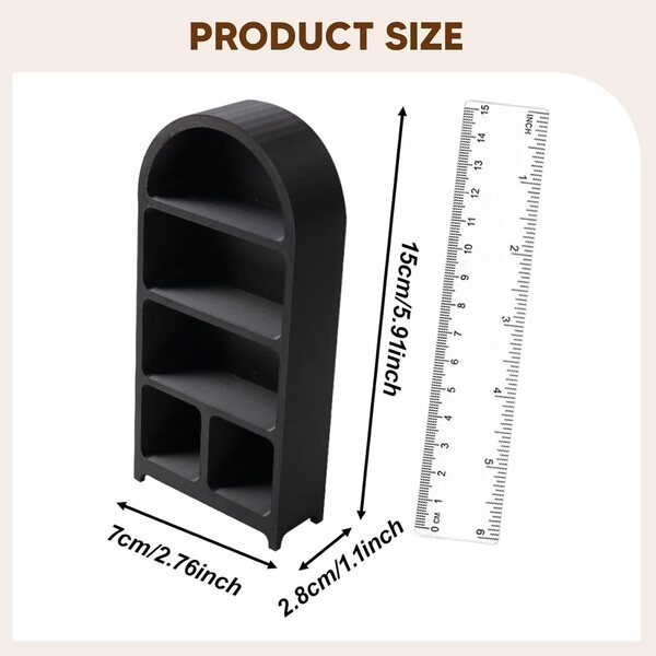 Mini Libreria per Case delle Bambole 1/12 in PETG Nero con Piedi per Micro Paesaggi