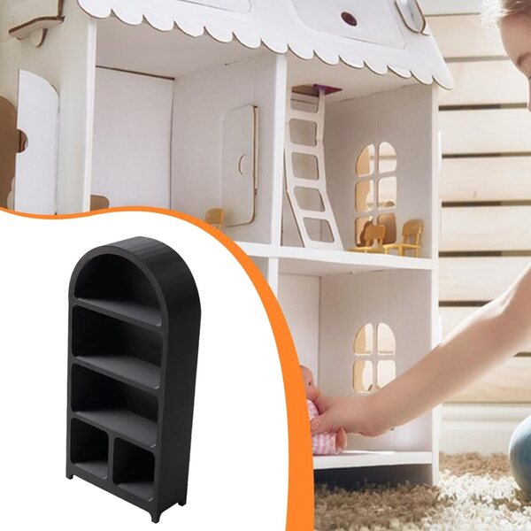 Mini Libreria per Case delle Bambole 1/12 in PETG Nero con Piedi per Micro Paesaggi