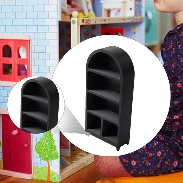 Mini Libreria per Case delle Bambole 1/12 in PETG Nero con Piedi per Micro Paesaggi