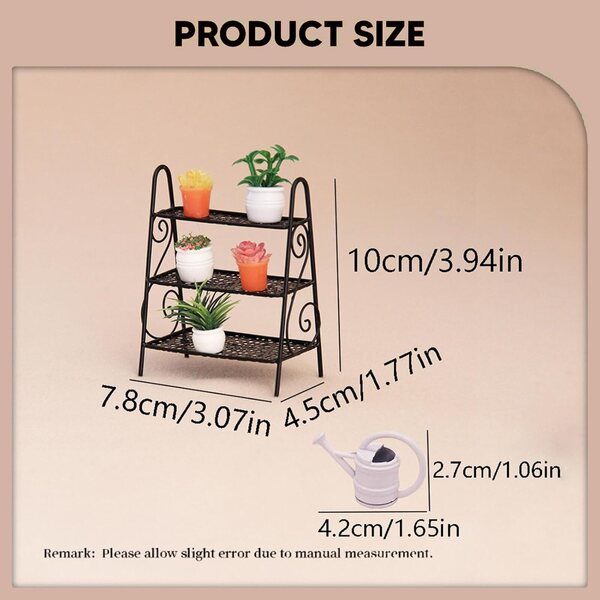Set portafiori in miniatura per case di bambole 1:12 con piante e annaffiatoio