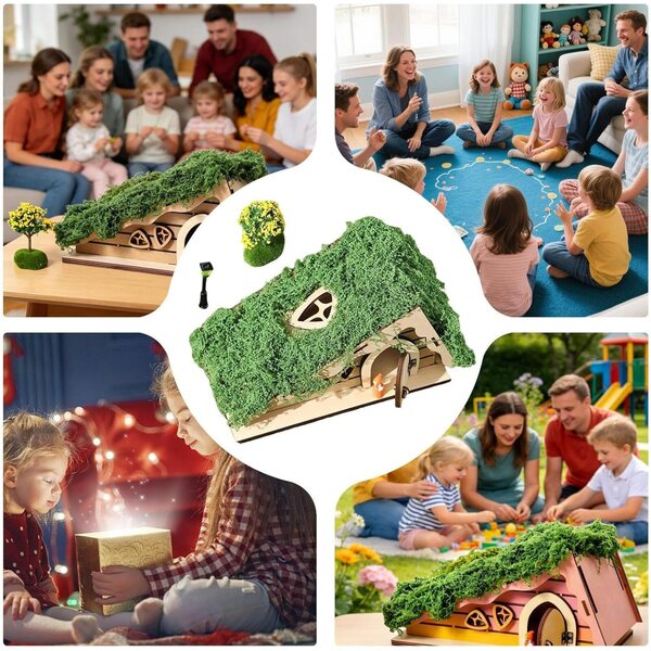 Dreieckiges Feenhaus-Set aus Holz für Kinder und kreative Dekorationen