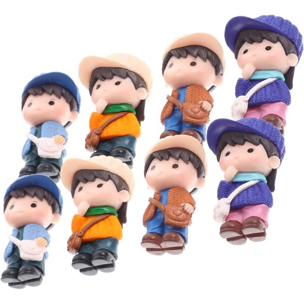 Toyvian 8 statuine PVC bambina e ragazzo per decorazioni torte e cameretta