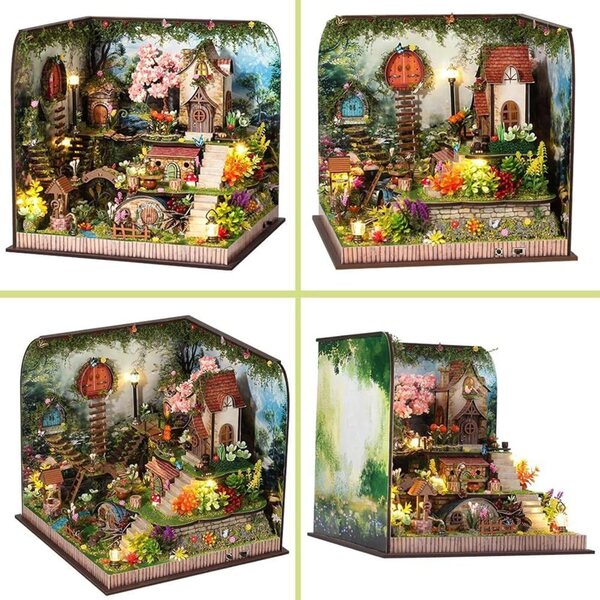 Bücherecken-Bausatz aus Holz und ABS: Miniatur-Bücherregal zum Bauen und Dekorieren Ihres Zuhauses