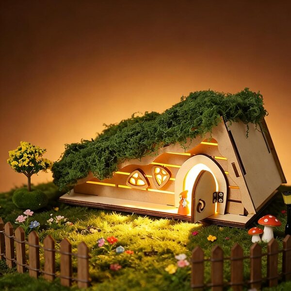 Miniatur-Feenhaus-Set aus Holz für Kinder und zur Dekoration von Veranstaltungen