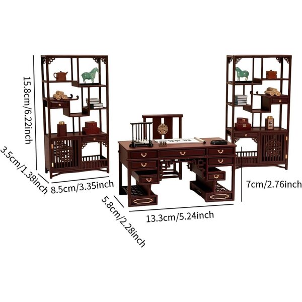 Chinesischer Miniaturstuhl im traditionellen Stil 1:12 für Puppenhäuser und Dioramen