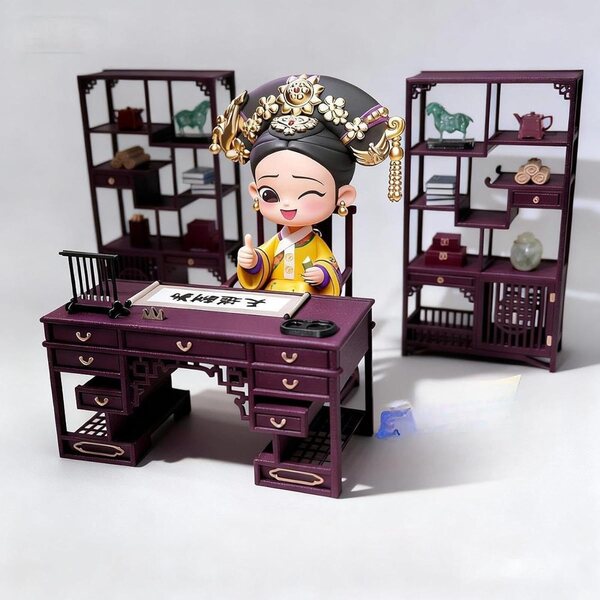 Chinesischer Miniaturstuhl im traditionellen Stil 1:12 für Puppenhäuser und Dioramen
