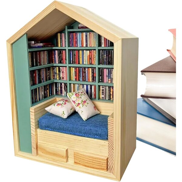 Generico Mini-Bücherregal aus Holz für Ecken und Dekorationen – Anti-Stress-Organizer 24 x 17 x 9,7 cm