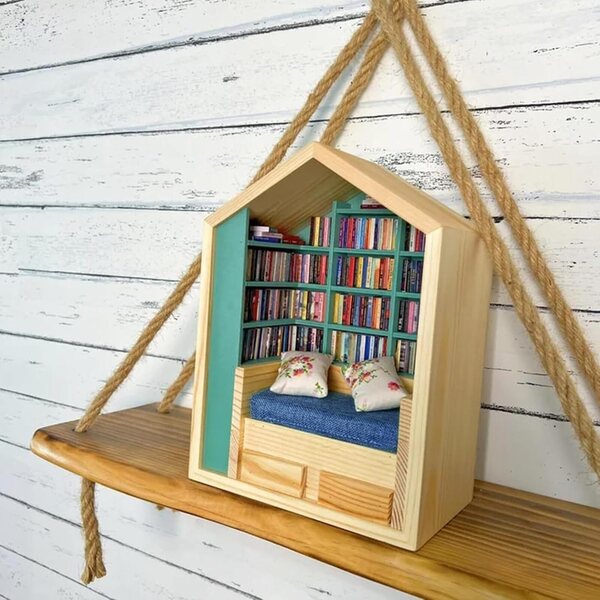 Generico Mini-Bücherregal aus Holz für Ecken und Dekorationen – Anti-Stress-Organizer 24 x 17 x 9,7 cm
