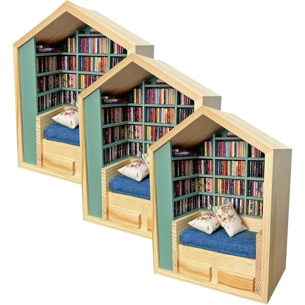 Generico Mini-Bücherregal aus Holz für Ecken und Dekorationen – Anti-Stress-Organizer 24 x 17 x 9,7 cm