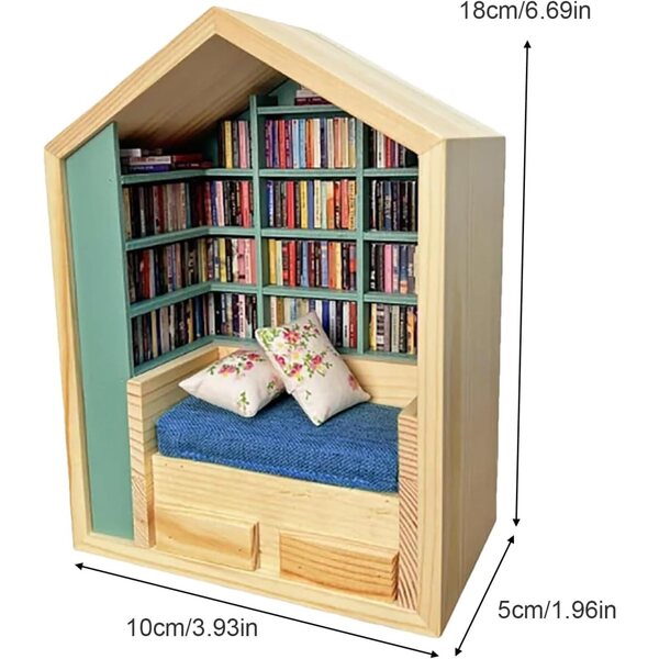 Generico Mini-Bücherregal aus Holz für Ecken und Dekorationen – Anti-Stress-Organizer 24 x 17 x 9,7 cm