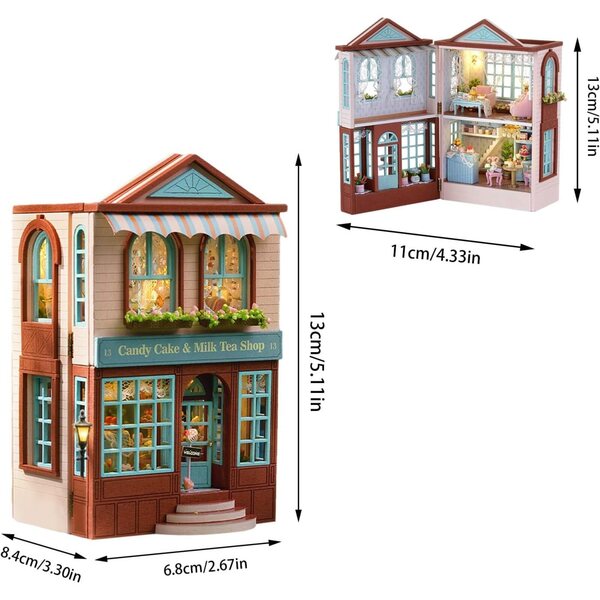 DIY-Miniatur-Holzhaus-Bausatz mit LED und Möbeln – 3D-Puppenhaus-Modell